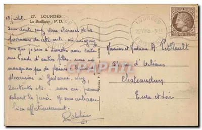 Lourdes — Widok na bazylikę — Wydawnictwo P. Lourdes — Rewers