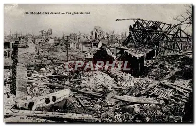 Montdidier destruído — Vista geral Sul — Éd. Paul Saint
