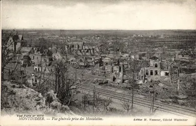 Montdidier — Vista geral tirada das Montelettes — Edição H. Vasseur, Cliché Wattelier
