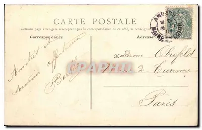 Angers — O Mercado das Flores — F. Duvivier, editor, Angers — Verso