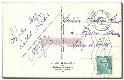 Três mulheres em maiôs — caricatura humorística — Éditions Gaby, Nantes — Verso