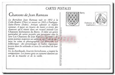 Piosenki Jeana Rameau ilustrowane — Berry. La Charibaude — Fototyp A. Bergeret et Cie, Nancy — Rewers