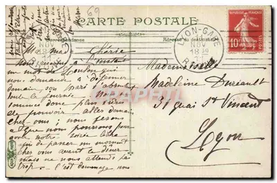 Lyon - De Station Perrache — uitzicht met vijver en tram, uitgever LVPC n°1516 — Achterkant
