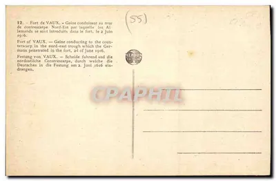 Fort de Vaux — Gaine conduisant au mur de contrescarpe Nord-Est par laquelle les Allemands se sont introduits dans le fort, le 2 juin 1916 — Éditions Verdun — Verso
