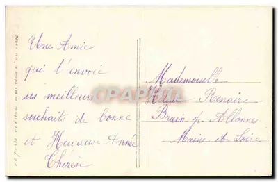Jovem mulher em vestido verde claro beijando um jovem homem — J.M.T. Paris 229 — Verso