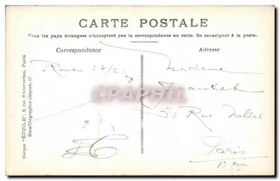 Rouen — Vista general tomada desde Bonsecours — Editor Étollé, París — Reverso