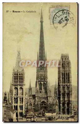 Rouen - A Catedral — Bilhete postal antigo n°37 — editor não visível