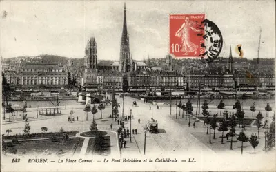 Rouen — A Place Carnot — O Ponte Boieldieu e a Catedral — LL. — N° 142