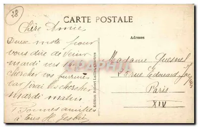 Chartres — Katedra, strona południowa — Wydawnictwo Robert Laillet, nr 115 — Rewers