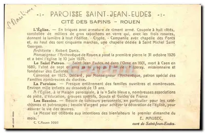 Kościół św. Jana Eudesa — Cité des Sapins — Rouen — CL. CHAPCIS — Rewers
