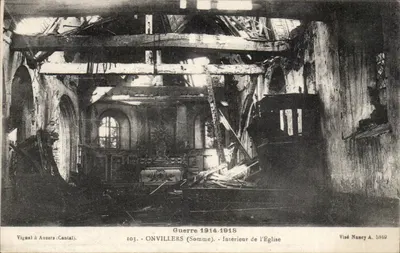 Onvillers (Somme) — Interior da Igreja após a guerra 1914-1918 — Visé Nancy A. 5849