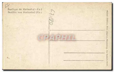 Basílica de Marienthal (Alsácia) — Imagem milagrosa de Nossa Senhora — edição Dar Alaclen, Strasbourg — Verso