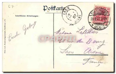 Strasburg. Katedra — widok fasady i dzwonnicy — wydawca Felix Jaub, Strasburg — Rewers