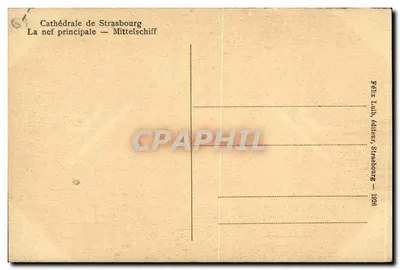 Catedral de Estrasburgo — Nef principal — Rélix Luth, editor, Estrasburgo — 1928 — Verso