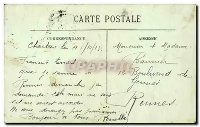 Chartres — Kolumna poświęcona pamięci Marceau — (Place Marceau) — LL — Wydawca: Chapellerie — Rewers