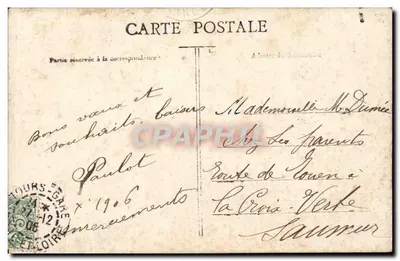 Bambino in costume da postino — pubblicità per 'Les Vœux de Bonheur' — editore Grob, n° 1907 — Verso