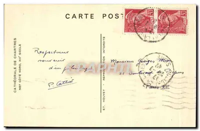 Katedra w Chartres — Nef po stronie północnej, XIII wiek — Wydawca HOUVET — Rewers