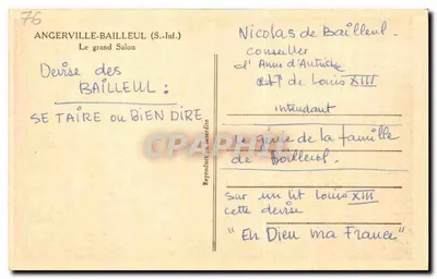 Angerville-Bailleul — O grande Salão — Reprodução proibida — Verso