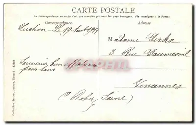 Luchon - Wodospad Parisien — wydawca nieznany, n° 40 — Rewers