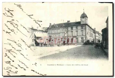 Tarjeta postal antigua Charmes sur Moselle Place de l'hotel de ville