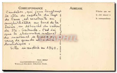 Caudebec-en-Caux — Widok na plac teatralny — Wydawca Vielle Maison, Grande Rue — Rewers