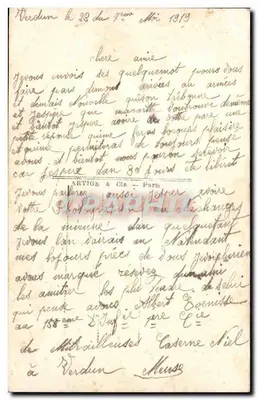 Młody mężczyzna w mundurze — balkon z kwiatami — La Favorite, nr 2611, Paryż — Rewers