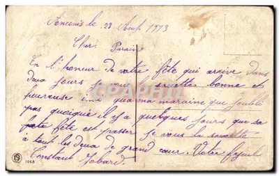 Bilhete postal antigo Fantaisie Fleurs Boa festa — Verso
