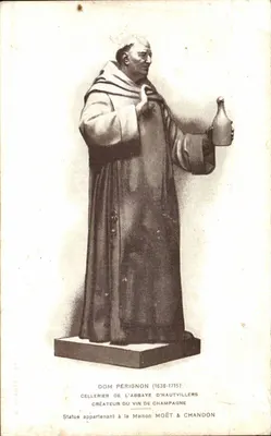 Bilhete postal antigo Dom Perignon 1638 1715 Cellerier de l'abbaye d'Hautvilliers createur du vin de Champagne Moet et Chandon