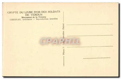 Cripta do Livro de Ouro dos Soldados de Verdun — Monumento da Vitória — Chesnay arquiteto — Verso