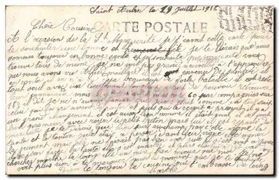 Mulher em vestido decorado segurando um buquê — 'Bonne Fête' em painel decorativo — série 2151 — Verso