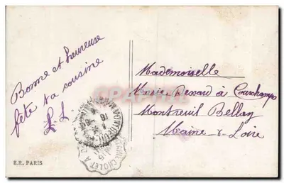 Bouquet de rosas — Pleureuse Pète — E.R. PARIS — Verso