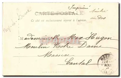Clermont-Ferrand — Fontanna Anbo — Lib. Bongio, 24, rue de l'Église, Clermont-Ferrand — Rewers