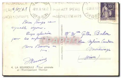 La Bourboule — Ogólny widok i Zakład Termiczny — wydawca « REAL-PHOTO » — Rewers