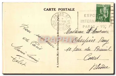 Paryż — Wielki Pałac — Wielki Pałac — A. Leconte, Rue de la Bretonnière, Paryż — Rewers