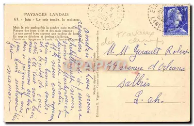 Zbiorowka w Landes — krajobrazy Landais — Wydawnictwo E. Vignes — Rewers
