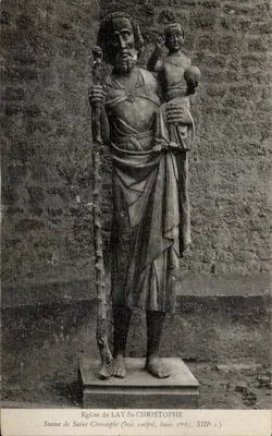 Estatua de São Cristóvão — Igreja de Lay-Saint-Christophe — madeira esculpida, XIIIº século