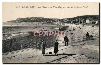 Le Havre — A Praia e o Nice-Havrais, vista da Digue Norte — Editor: Imprimé Illustré