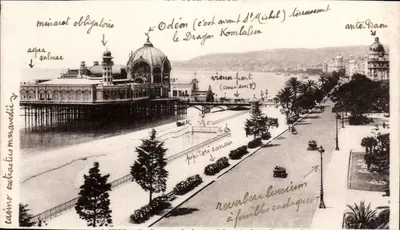 Casino von Antibes — Ansicht des Hafens und der Promenaden — Munier, Kunstverlag, Nizza