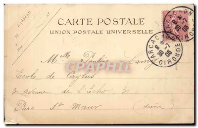 Arcachon — Hotele Victoria i Richelieu — Uniwersalna Poczta Międzynarodowa — Rewers