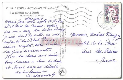 Bassin d'Arcachon — Ogólny widok basenu i parków do ostryg — Wydawca Elcée, nr P 226 — Rewers