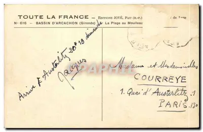 Bassin d'Arcachon — La Plage au Mouleau — Uitgaven JOVÉ, Pau (B.P.) — Achterkant