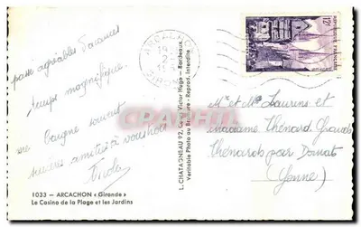 Kasyno plażowe w Arcachon — Wydawca L. Chataigneauc — Rewers