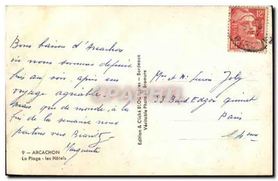 Arcachon — Plaża — hotele — Wydawnictwo & Fotografia Bloc Frères — Bordeaux — Rewers