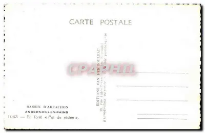 Basen w Arcachon — Kocioł do zbioru żywicy — Wydawnictwo Van Pekrouteau — Rewers