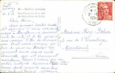 Honfleur (Calvados) — Vista panoramica della costa di Notre-Dame de Grâce — Edizioni Gaby — Verso