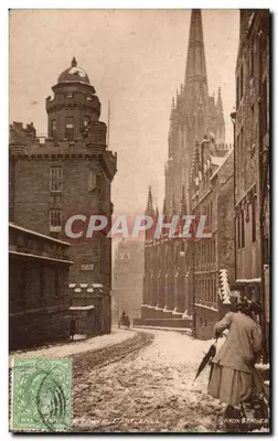 Budynki Wieży Castlehill — zimowa sceneria z katedrą — wydawca Knox Series