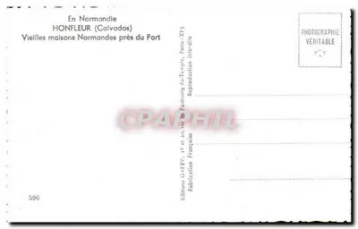 HONFLEUR (Calvados) — Stare normandzkie domy blisko portu — Wydawnictwo GREFF, nr 596 — Rewers