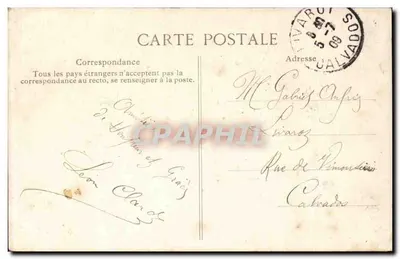 Uma Pensão de Honfleur — carta postal decorativa com colagem de fotos — E.D. — Verso