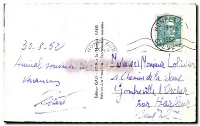 Honfleur — Lembrete de Honfleur — Editor ALF, número de série não visível — Verso
