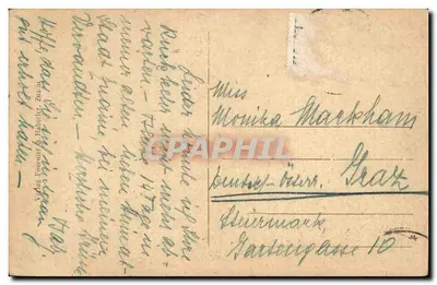 Znaim-Reim Tranktor — widok ulicy z kościołem — wydawca Václav Fourié & Haberler — Rewers